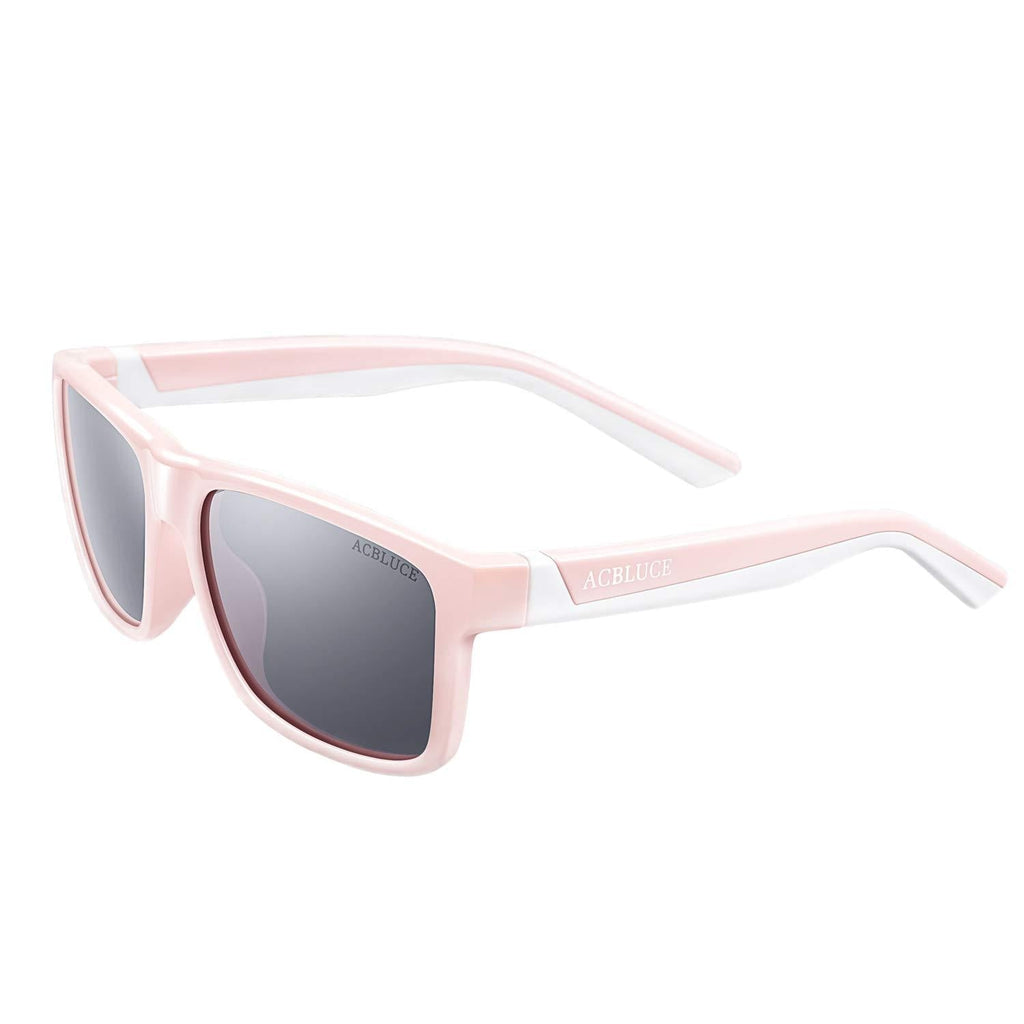 [Australia] - ACBLUCE Kids Polarized Sunglasses Sport TPEE Unbreakable Frame with Adjustable Strap for Boys Girls Age 6-12 Bright Pink/White Frame丨grey Lense 