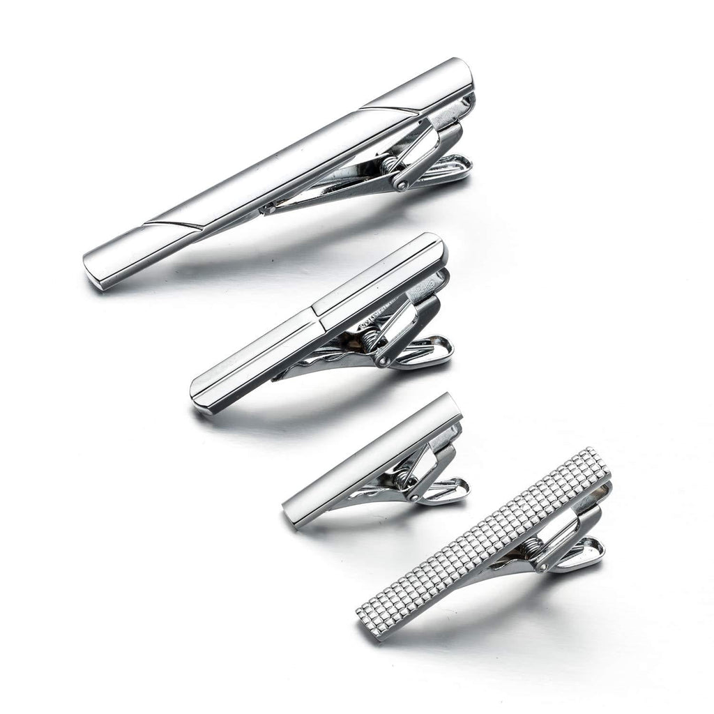 [Australia] - URKEY Tie Bars for Men Skinny Regular Necktie, Length 1.5 Inch-2.3 Inch, Tie Clips Set in Gift Box polished silver 