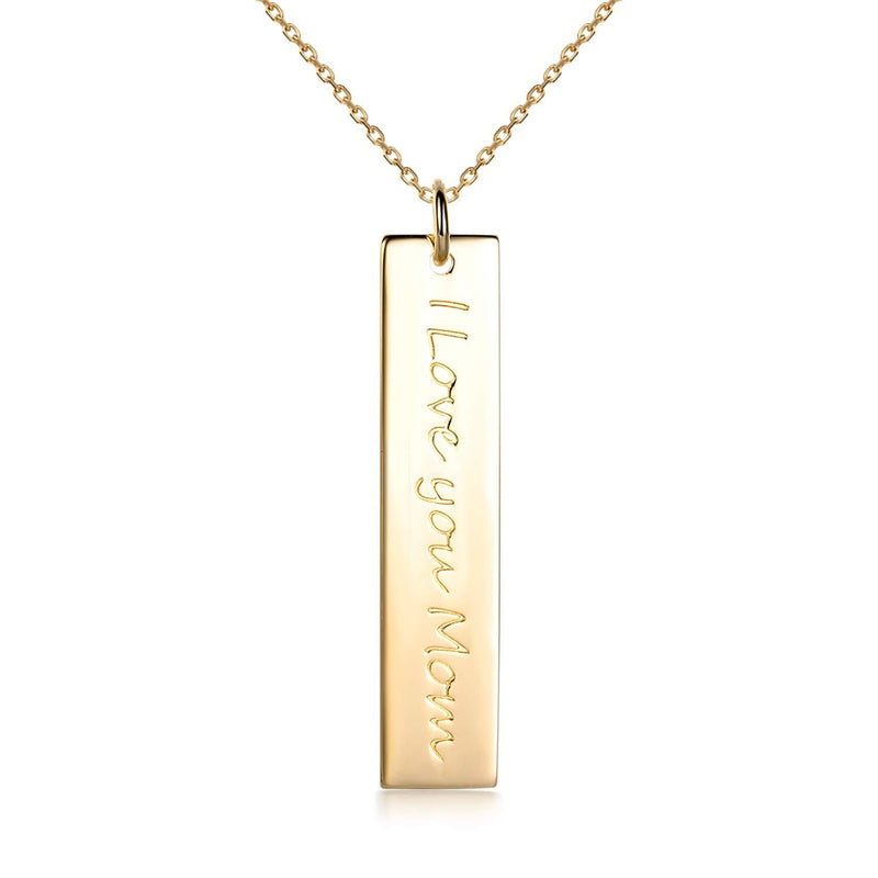 [Australia] - EPIRORA Mother's Birthday Gift S925 Sterling Silver Necklace I Love You Mom Vertical Bar Pendant Mom Jewelry from Daughter Son Kids Gold 