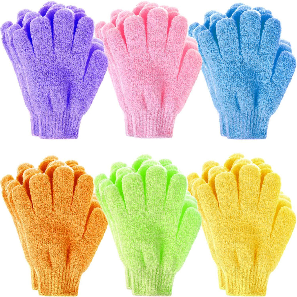 [Australia] - Exfoliating Gloves, Anezus 12 Pairs Exfoliating Shower Bath Scrub Gloves Exfoliator Glove for Body, Shower, Bath, Scrub and Spa Massage Dead Skin Cell Remover (6 Colors) 