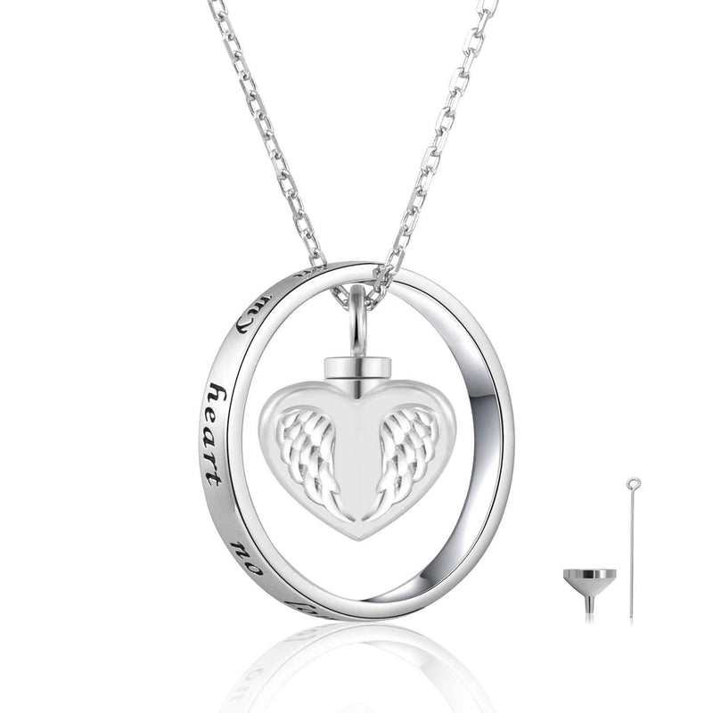 [Australia] - ACJFA 925 Sterling Silver Angel Wings Cremation Jewelry Keepsake Heart Urn Pendant Necklace for Ashes - No longer by My Side but Forever in My Heart 
