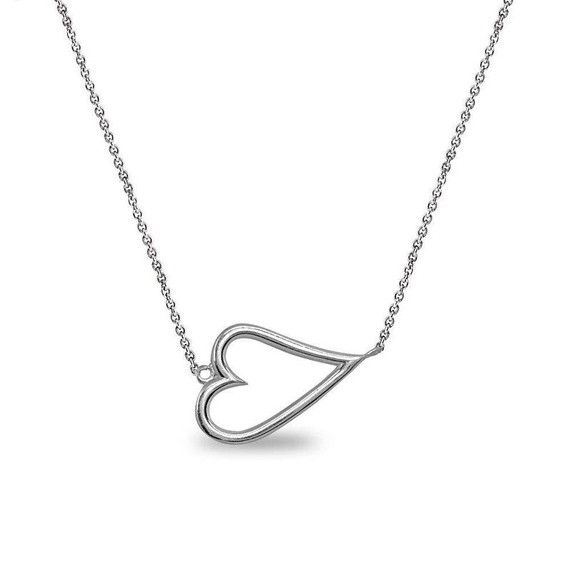 [Australia] - Sterling Silver Polished Sideways Horizontal Heart Dainty Choker Necklace, 13 Inch + Extender sterling-silver 