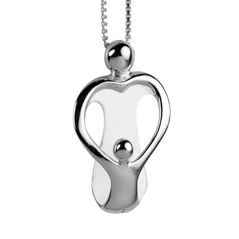 [Australia] - Loving Family Sterling Silver 18" Loving Family Heart Shaped Pendant Necklace Mother & 1 to 4 Children Options. Choice of Sterling Silver, Rose & Yellow Gold Mother & 1 Child - Silver 