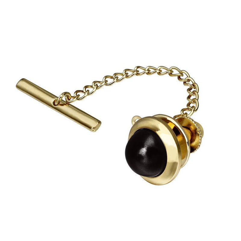 [Australia] - AMITER Round Tie Tack Clips Pins for Men Wedding Business Accessories - Faceted Pearl in Rich Black 
