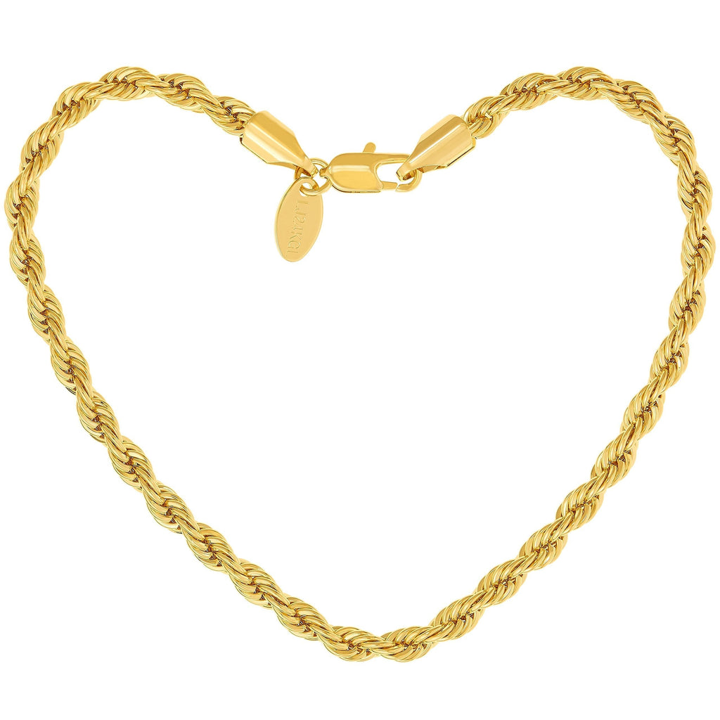 [Australia] - Lifetime Jewelry 5mm Rope Chain Anklet for Women & Men 24k Gold Plated Bracelet 10.0 Inches 