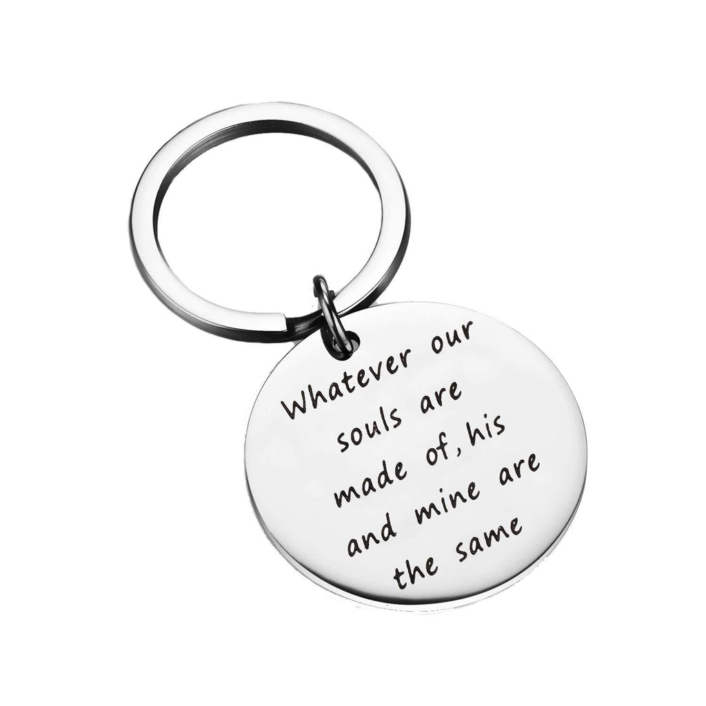 [Australia] - PLITI Romantic Couples Gifts Soulmates Love Gift Wuthering Heights Keychain Whatever Our Souls are Made of His and Mine are The Same Bookish Book Lover Gifts Souls Made Same 