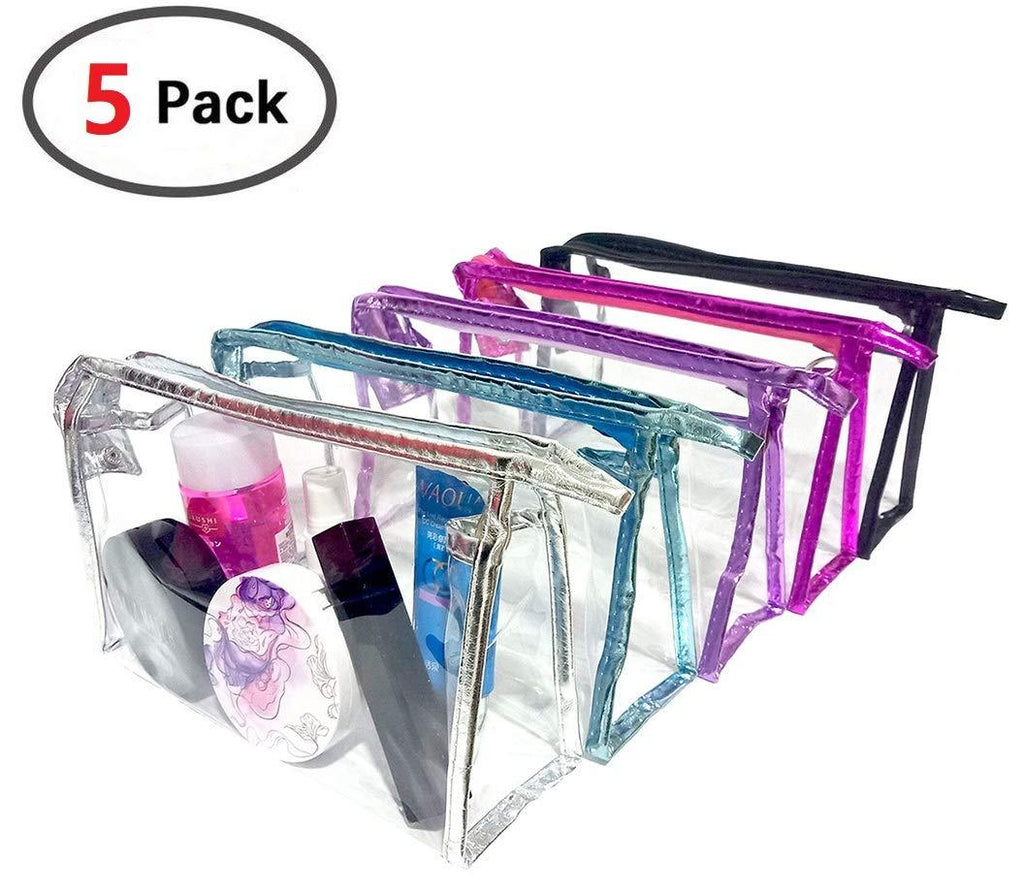 [Australia] - Waterproof Cosmetic Bag,Vinyl Zippered Wash Bag Vacation, Bathroom and Organizing Bag Travel Set 5 Pcs 