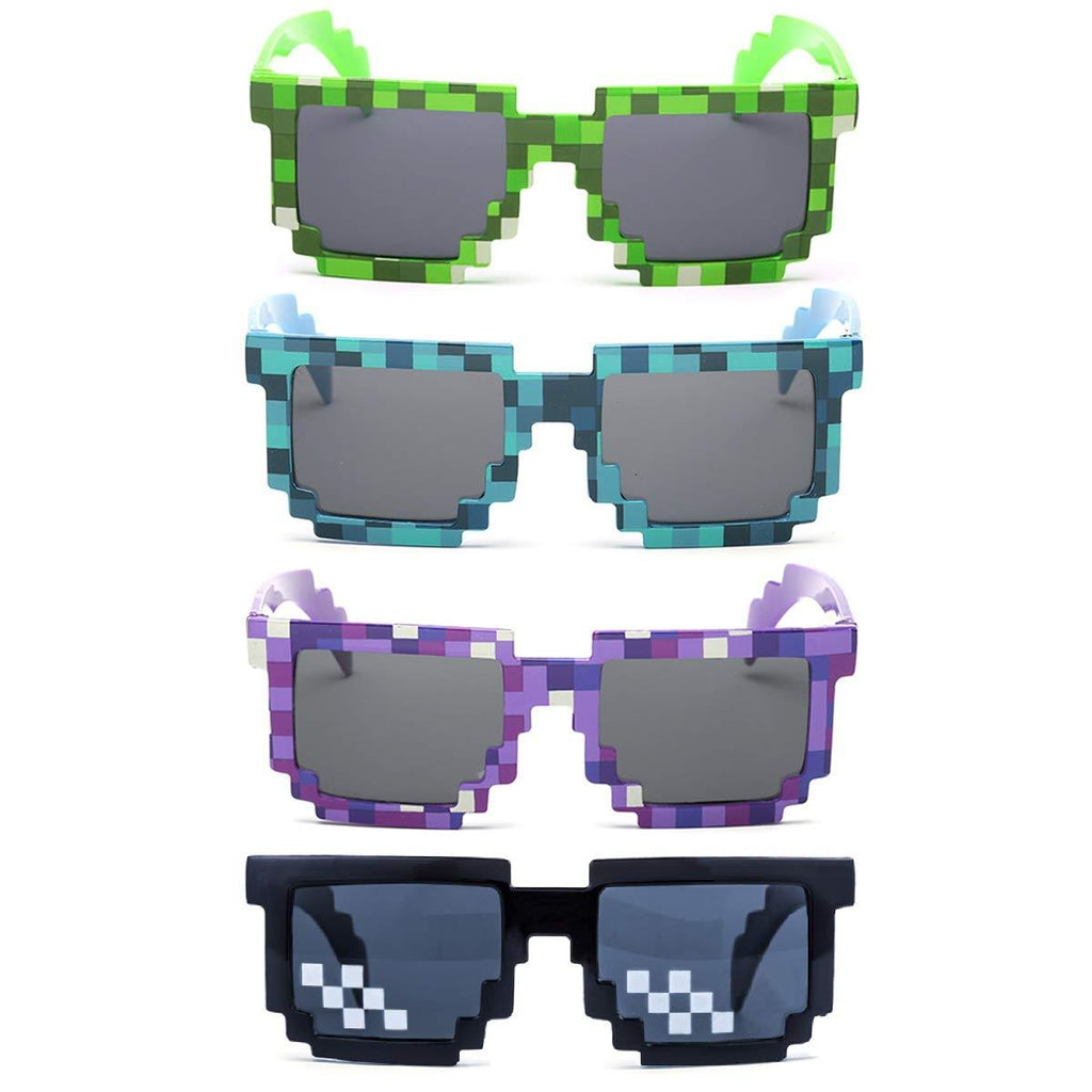 [Australia] - kilofly 4pc 8-Bit Pixel UV Protect Gamer Sunglasses Adult Kids Party Favors 