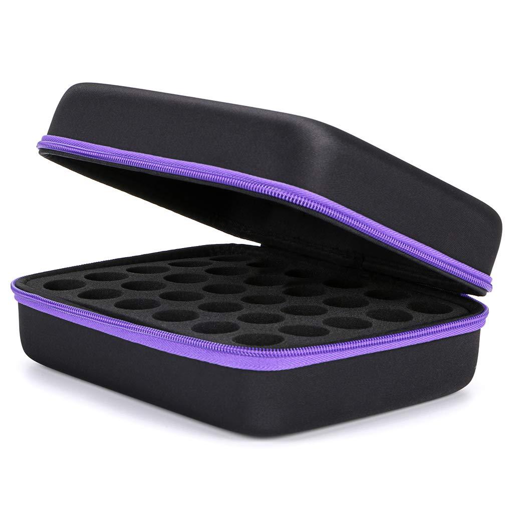[Australia] - Hipiwe Hard Shell Essential Oil Carrying Case 30 Bottles EVA Essential Oils Storage Bag - Perfect for doTerra and Young Living Oils with Foam Insert (Black + Purple) 