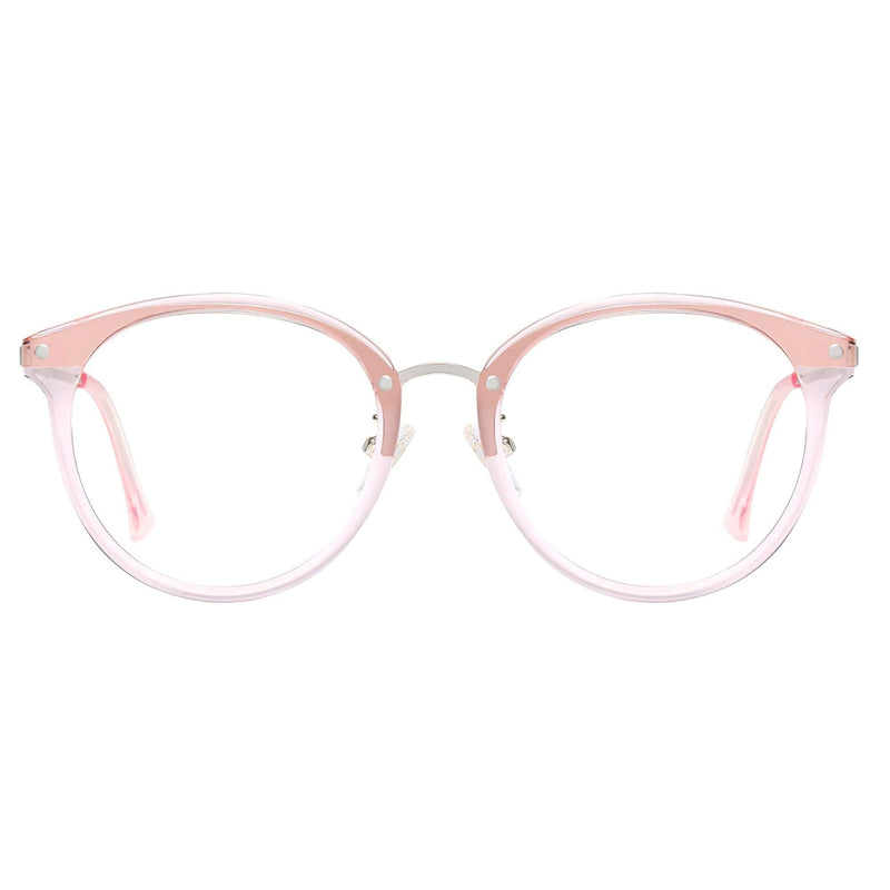 [Australia] - SOJOS Retro Round Blue Light Blocking Glasses TR90 Computer Eyeglasses Ashley SJ9001 C4 Crystal Pink Frame Anti-Blue Light Lens 