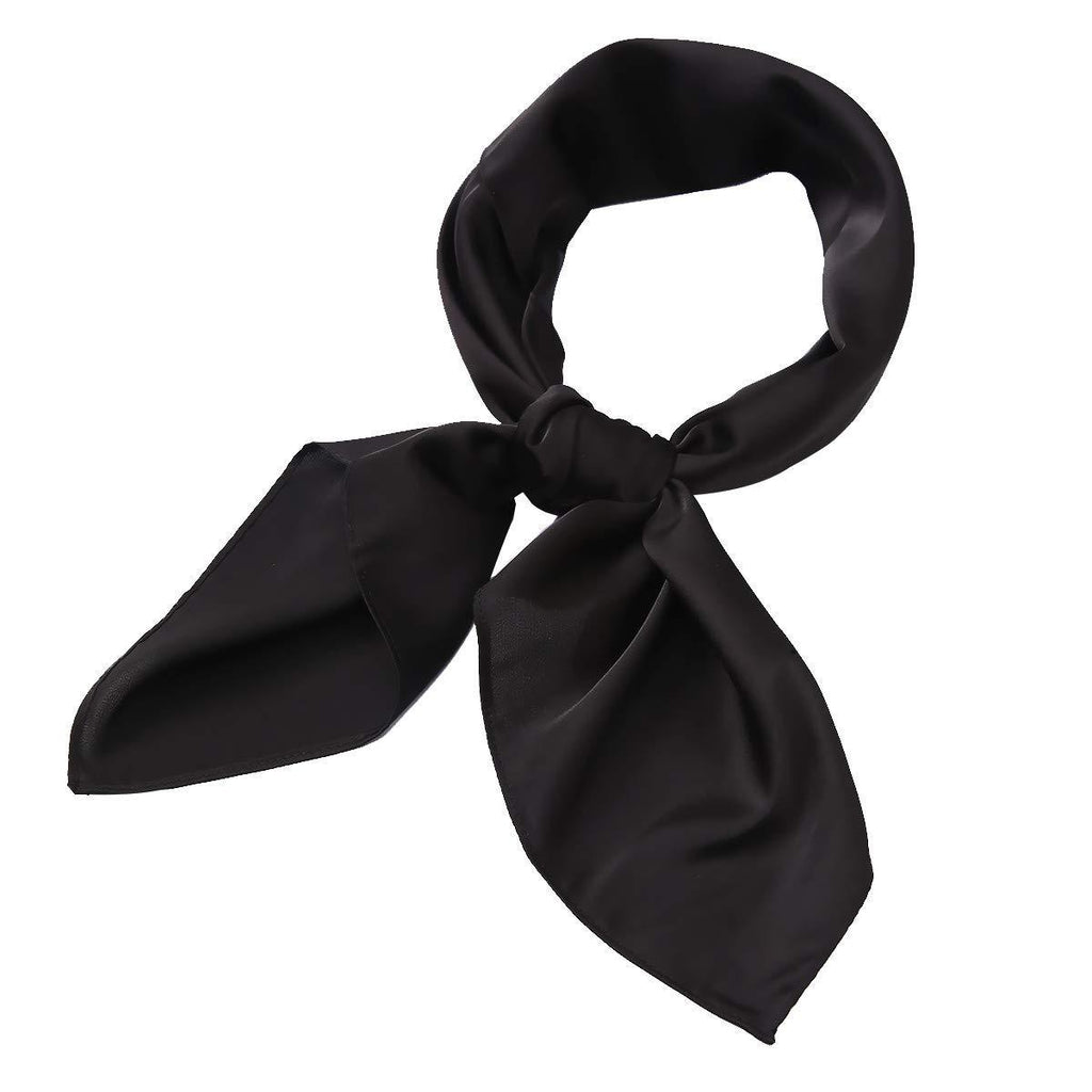 [Australia] - AOLIGE Scarf Satin Square Neck hair scarfs for Women 27" x 27" Black 