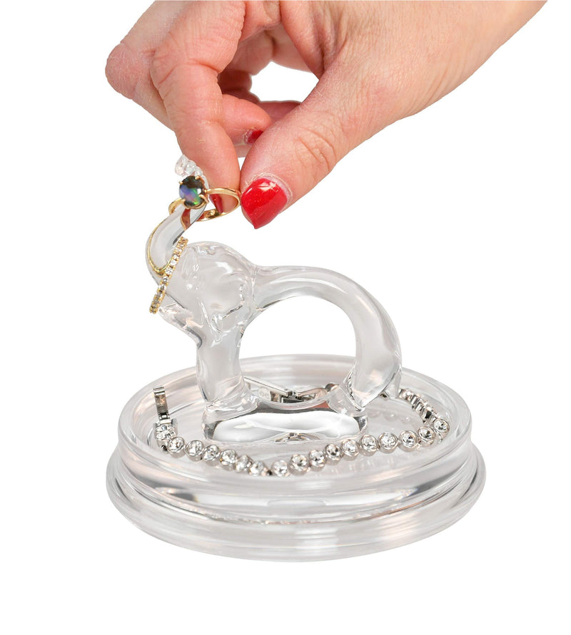 [Australia] - ARAD Elephant Acrylic Ring Holder Dish, Cute Bedroom Jewelry Tray, Fun Trinket Platter 