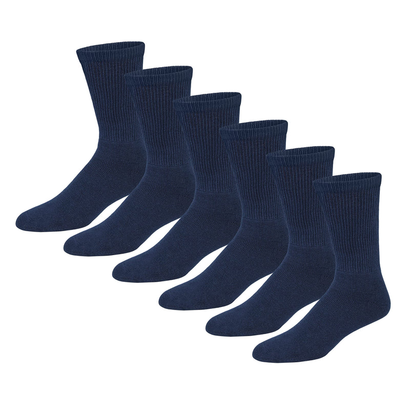 [Australia] - 6 Pairs of Women’s Neuropathy Diabetic Extra Stretchy Cotton Crew Socks (Shoe Size 6-10, Navy) 
