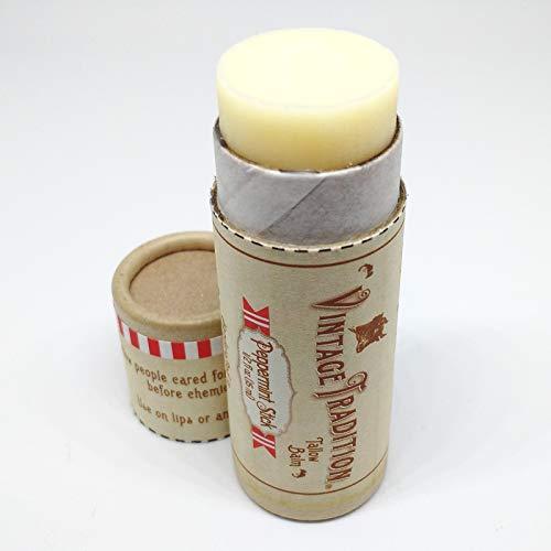 [Australia] - Moisturizing Beef Tallow Lip Butter – Tube Lip Moisturizer with Peppermint Essential Oil Hydrates & Soothes Dry Lips – Grass-Fed Tallow Balm for Skin Care by Vintage Tradition, 0.5 Fl. Oz. 