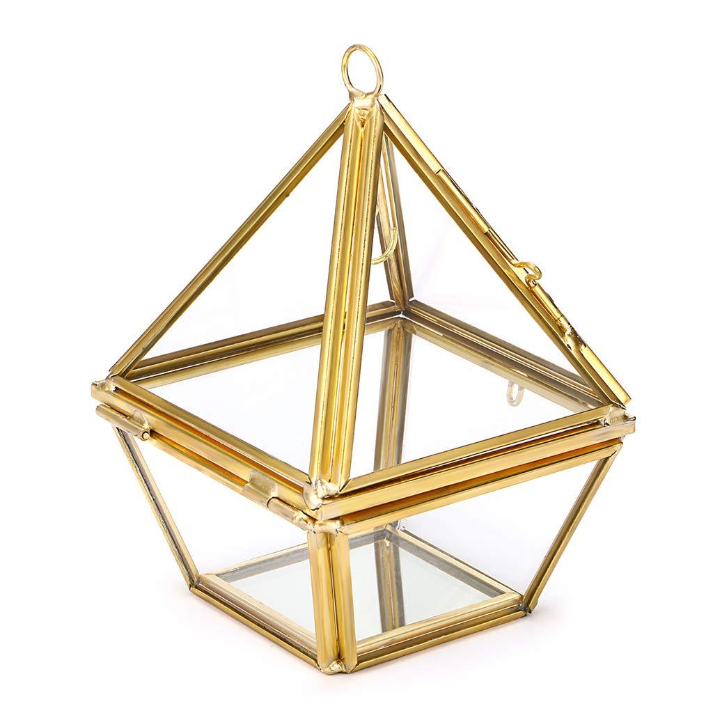 [Australia] - Hipiwe 2-Tier Jewelry Ring Display Holder - Glass Geometric Pyramid Jewelry Ring Organizer Case, Decorative Ring Bearer Gift Box Hanging Prism Ring Stand for Wedding, Proposal, Engagement 