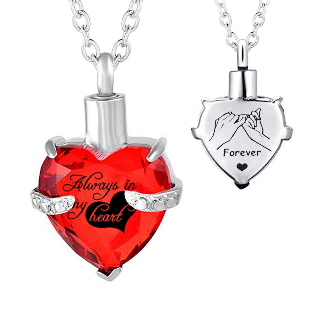 [Australia] - HQ Stainless Steel Cremation Jewelry Heart Ashes Keepsake Crystal Pendant Urn Necklace Ashes Engraved Keepsake Memorial Pendant January 