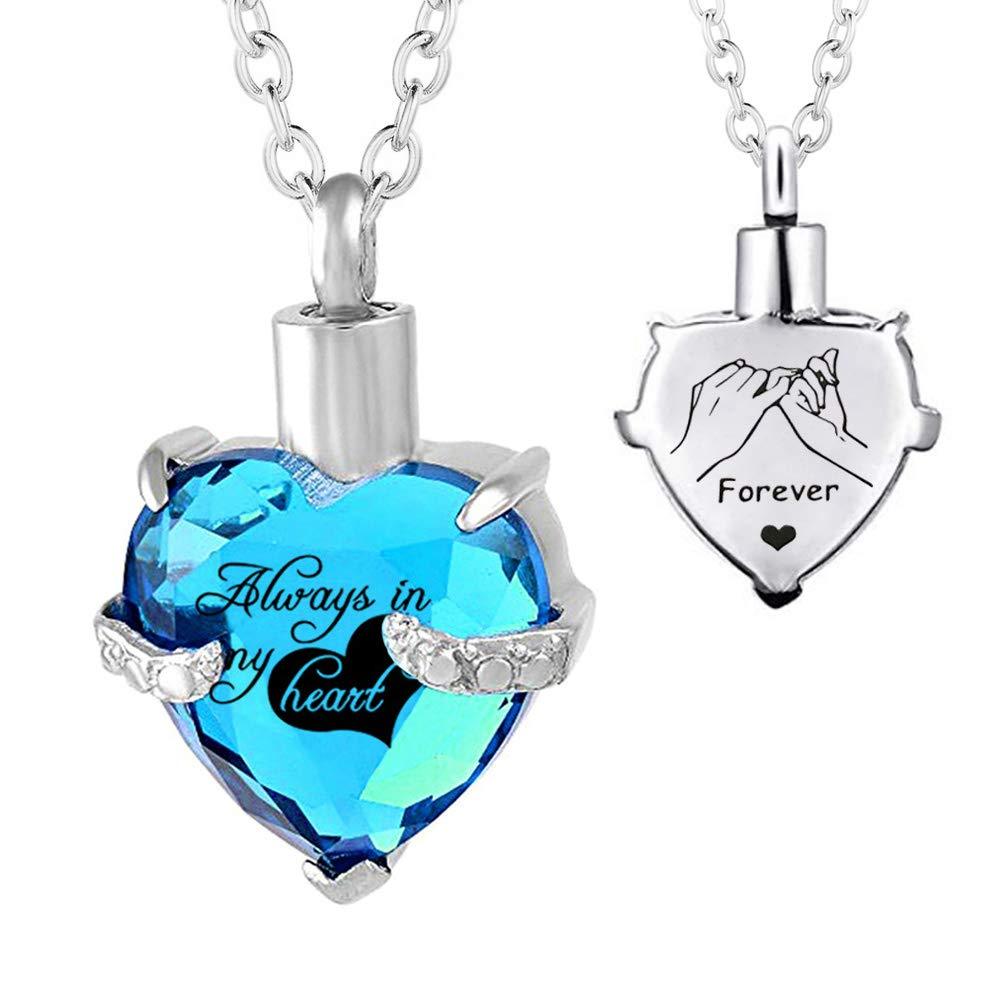 [Australia] - HQ Stainless Steel Cremation Jewelry Heart Ashes Keepsake Crystal Pendant Urn Necklace Ashes Engraved Keepsake Memorial Pendant March 
