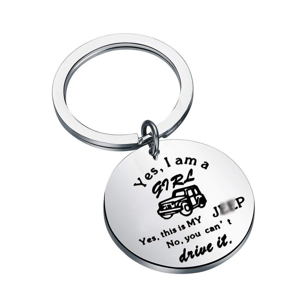 [Australia] - FUSTMW Car Girl Gift Yes This is My Car Keychanin Car Wrangler Gift Car Girl Jewelry Car Lover Gift for Her … silver 