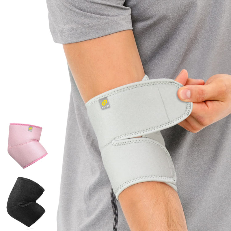 [Australia] - Bracoo Elbow Brace, Reversible Neoprene Support Wrap for Joint, Arthritis Pain Relief, Tendonitis, Sports Injury Recovery, ES10, 1 count (Gray) Grey 