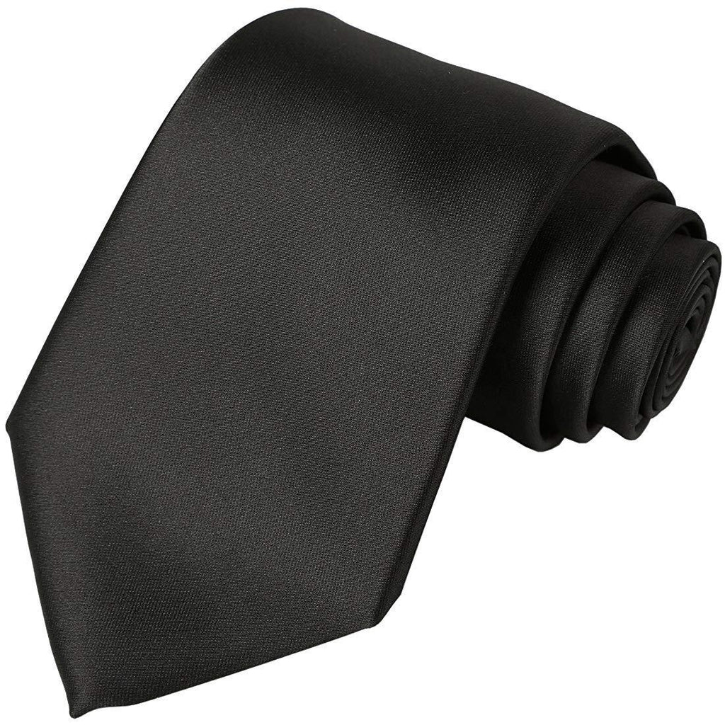 [Australia] - KissTies 63'' XL Tie Mens Extra Long Solid Satin Necktie For Big And Tall Men Black 