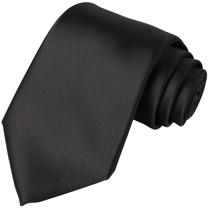 [Australia] - KissTies 63'' XL Tie Mens Extra Long Solid Satin Necktie For Big And Tall Men Black 