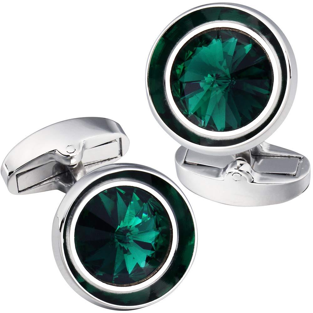 [Australia] - HAWSON Cufflinks for Men-Fashion Multicolor Swarovski Crystal Men French Shirt Cufflinks for Regular Weeding Business Emerald 