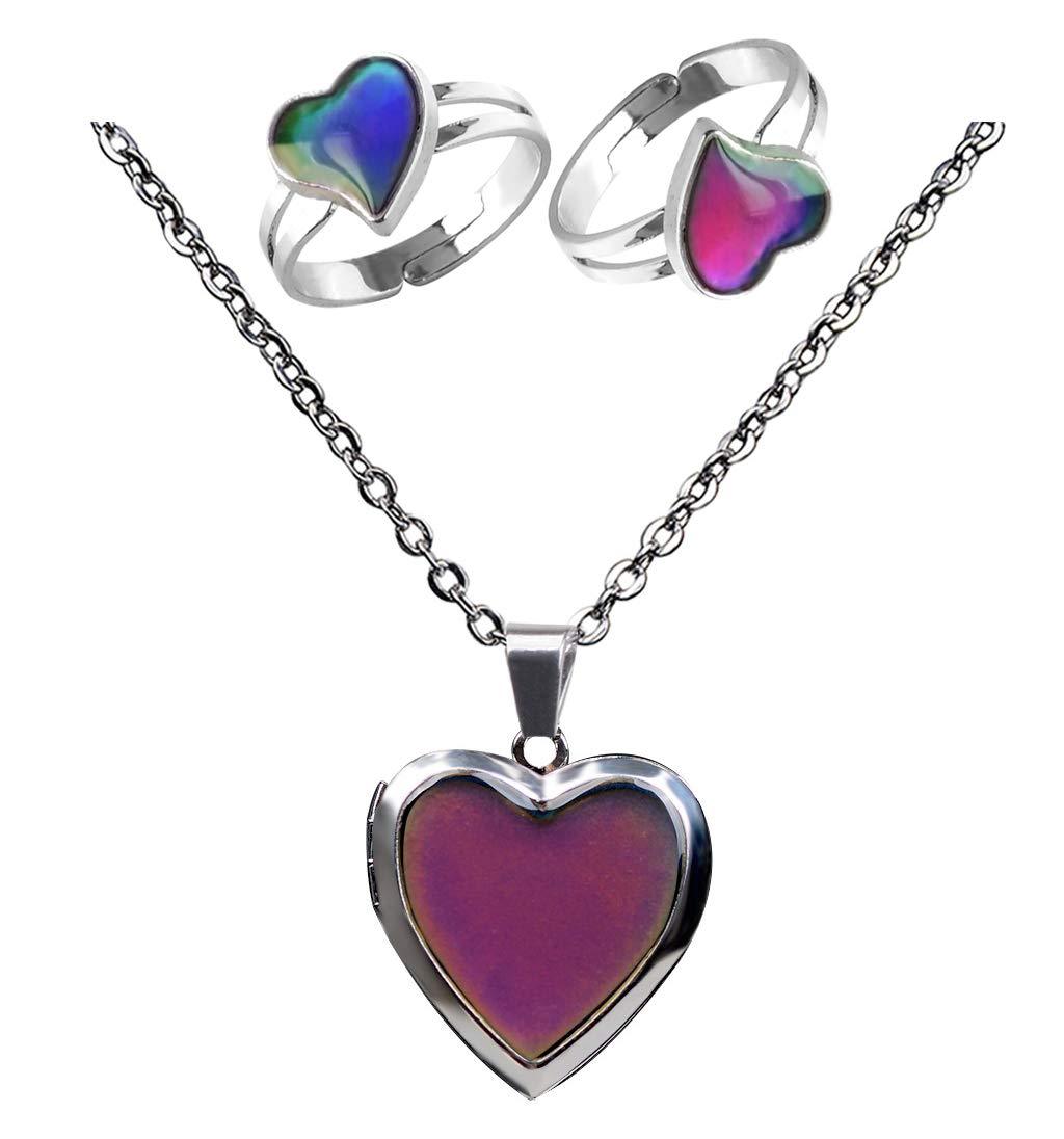[Australia] - Acchen Mood Necklace Love Heart Change Color Emotional Feeling Adjustable Size Mood Rings 3pcs (3 pcs) 