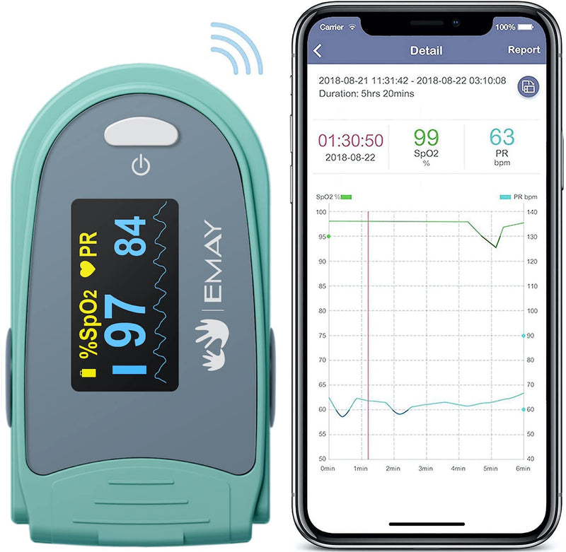 [Australia] - EMAY Sleep Oxygen Saturation Monitor | Records Oxygen & Heart Rate Continuously | Provides Granular Data, Overnight Report and CSV File | Comes with iOS/Android App 