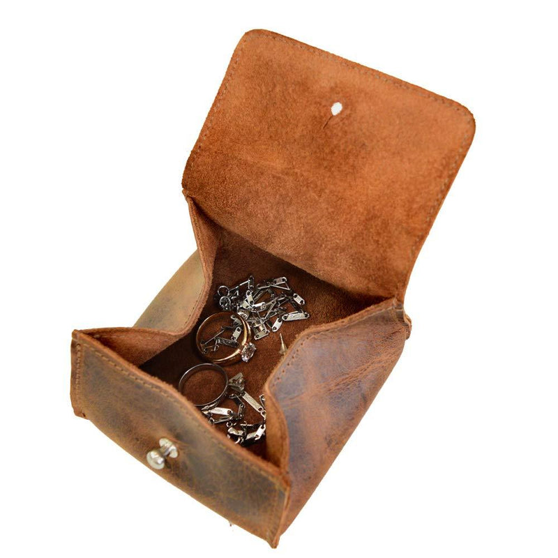 [Australia] - Hide & Drink, Leather Jewelry Pouch, Mini Travel Size Box, Rings & Precious Articles Storage Organizer, Groom & Bridesmaid Wedding Gifts, Handmade :: Bourbon Brown 