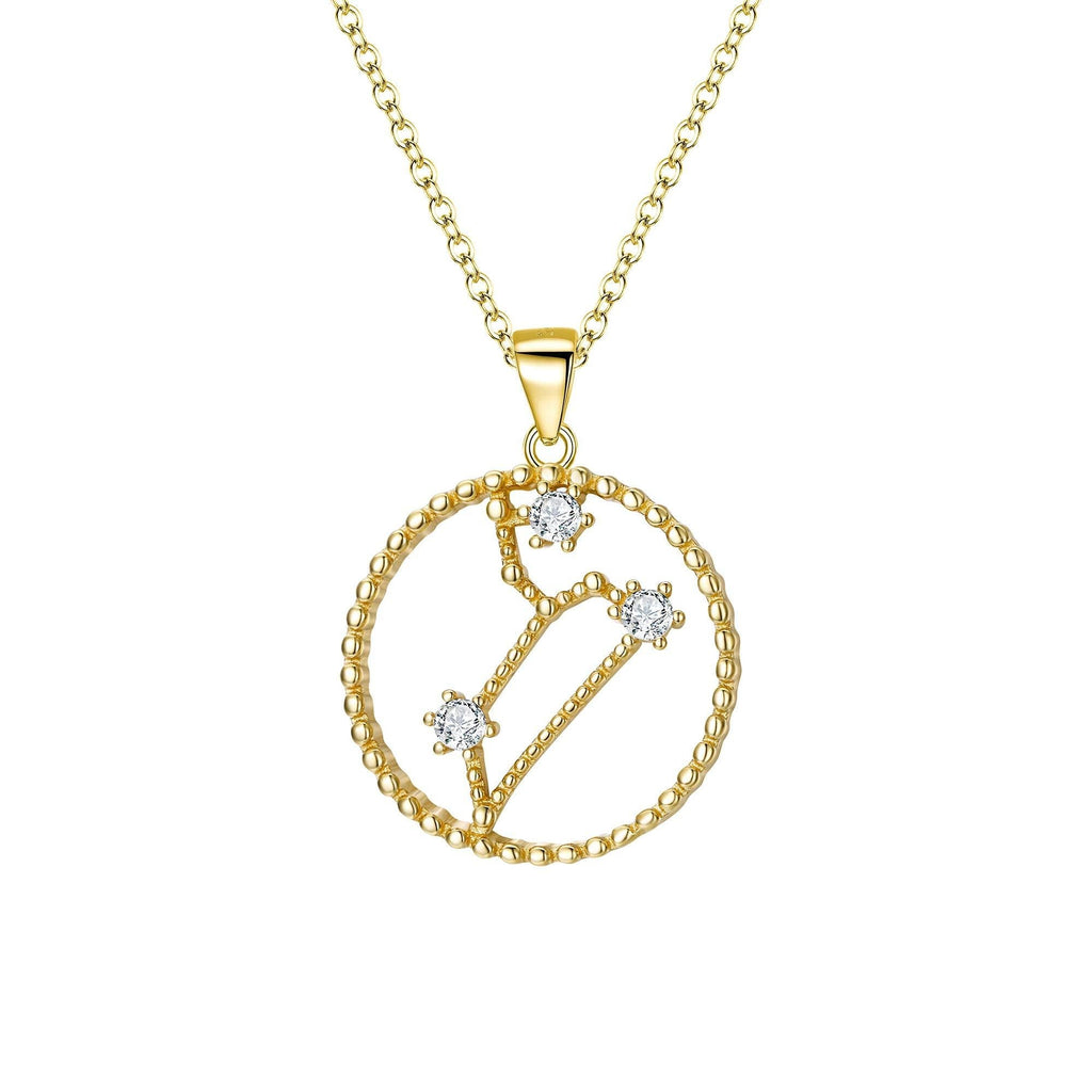 [Australia] - EVER FAITH 925 Sterling Silver CZ Circle 12 Constellation Horoscope Zodiac Sign Daily Pendant Necklace Leo 