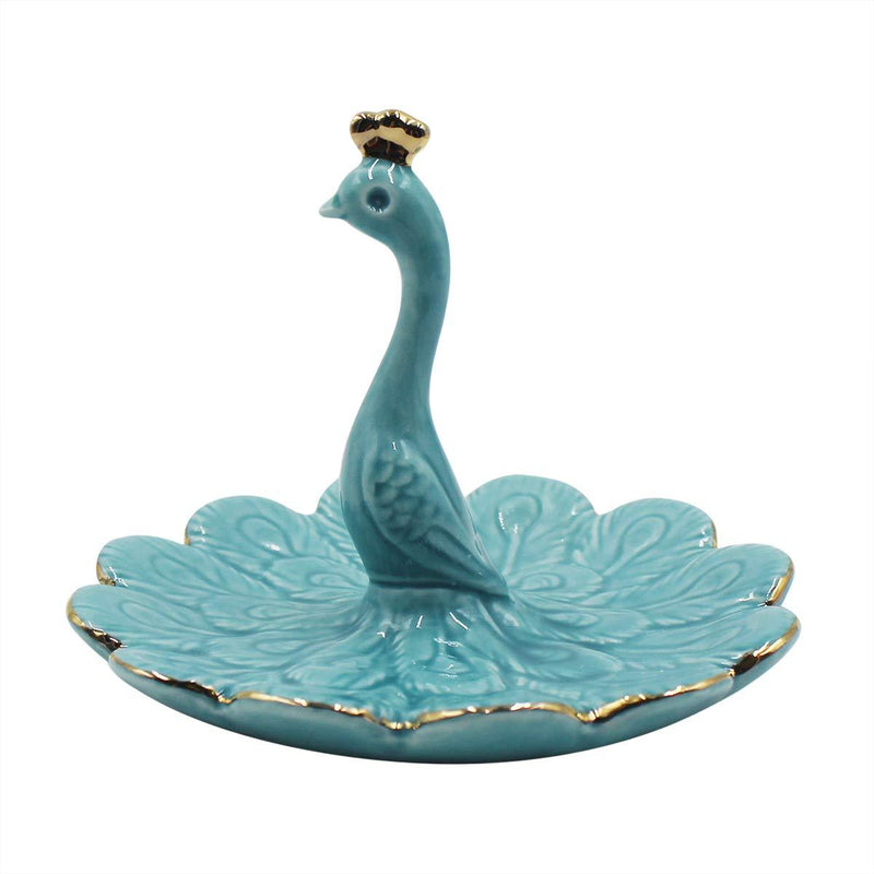 [Australia] - mossty Peacock Jewelry Tray Bathroom Ring Holder Porcelain Trinket Organizer Earrings Storage Case Gift for Birthday Christmas Wedding 
