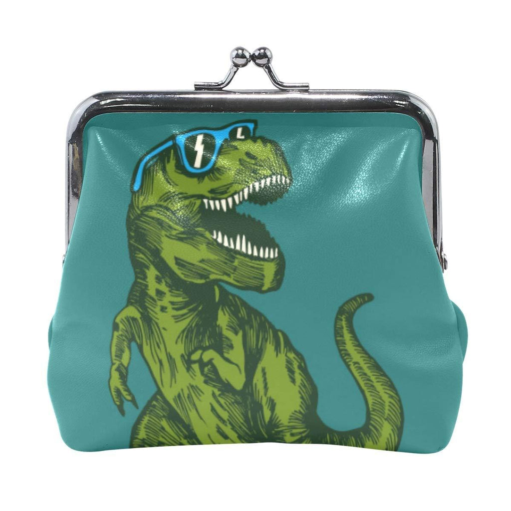 [Australia] - UNISE Vintage Purse Tourist Coin Purse Dinosaur PU Wallets Pouches Change Card Cases Kiss-Lock Buckle Wallet for Women Girls Men OneSize Color-1 