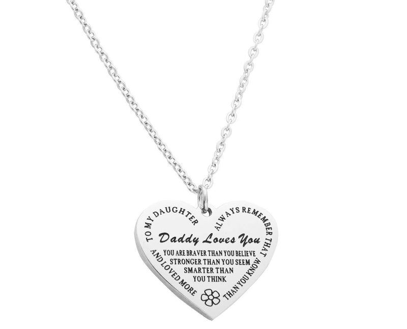 [Australia] - Eilygen Daddy to My Daughter Necklace Daughter Heart Pendant Necklace Inspirational Jewelry Gifts for Daughter from Dad Daughter Gift Daddy to My Daughter Necklace 1 