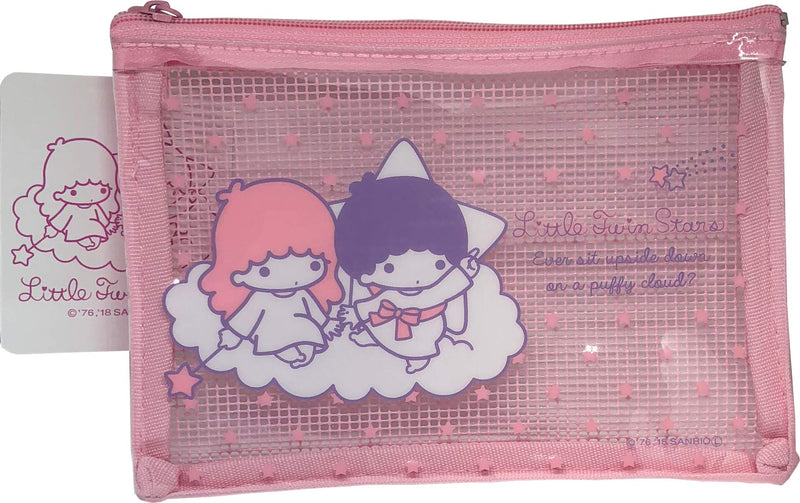 [Australia] - Sanrio Little Twin Stars Accessories Cosmetic Mesh vinyl pouch Zipper Case Bag 17.5×12cm 