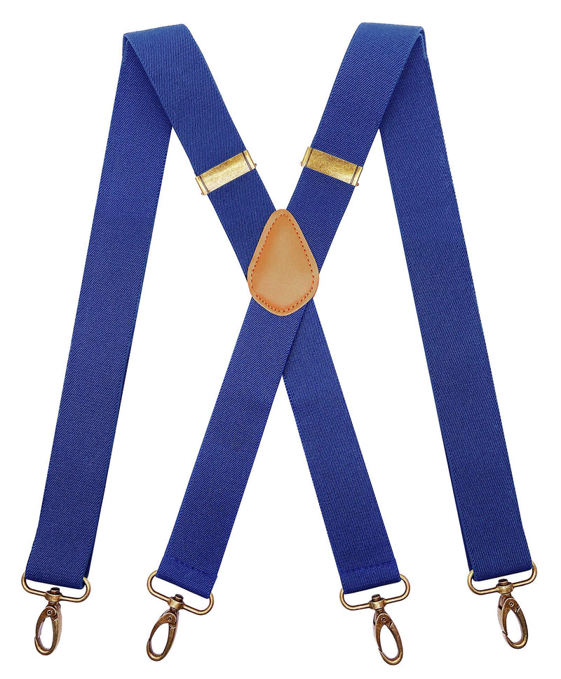 [Australia] - AYOSUSH 4 Swivel Hook Vintage Suspenders for Men with Hooks X Back Wedding Party One Size Navy 