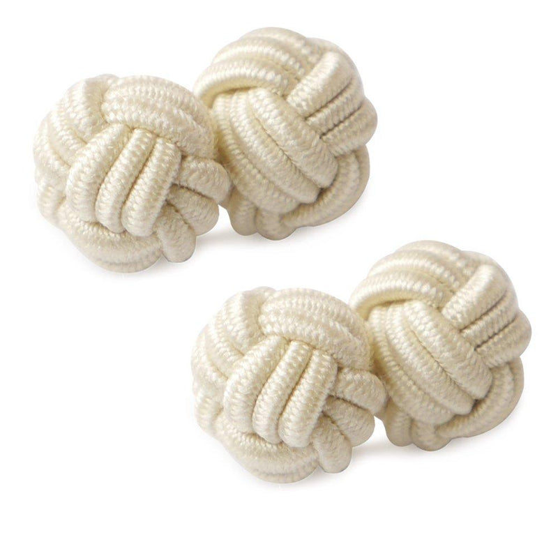 [Australia] - HONEY BEAR Silk Knot Cufflinks Fabric for Mens Shirt for Business Wedding Gift Beige 