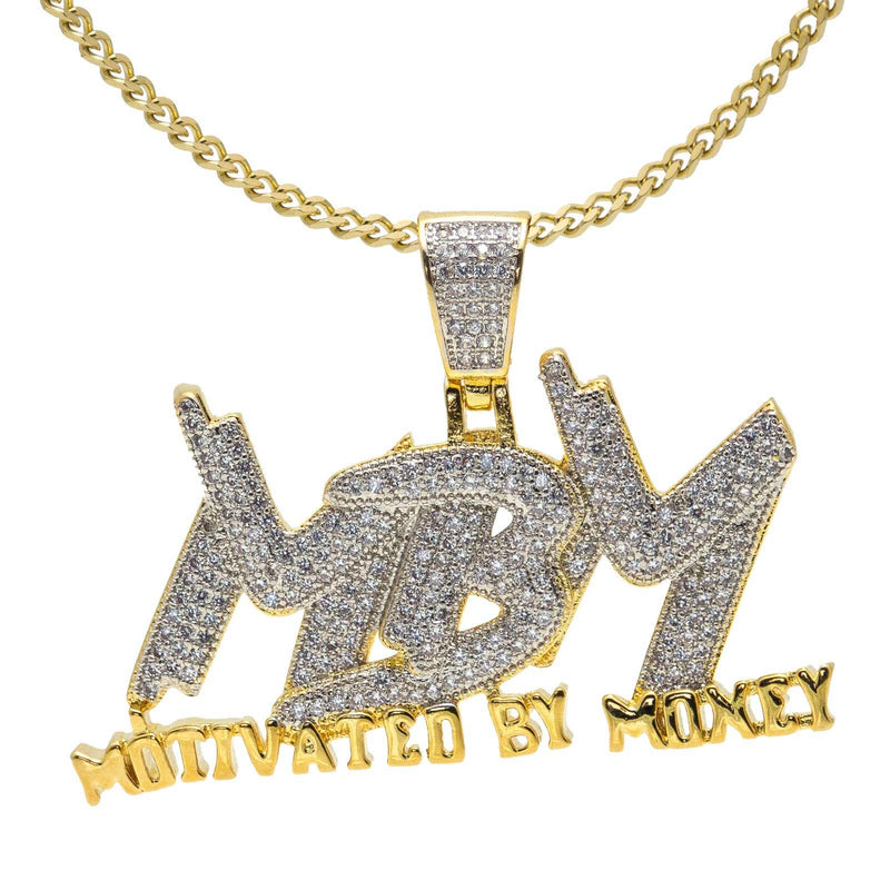 [Australia] - Nsitbbuery Hip Hop DJ Plated 18K Gold Ice Out Crystal Letter Tag Pendant Stainless Steel Chain Necklace Plated Gold Letter MBM 