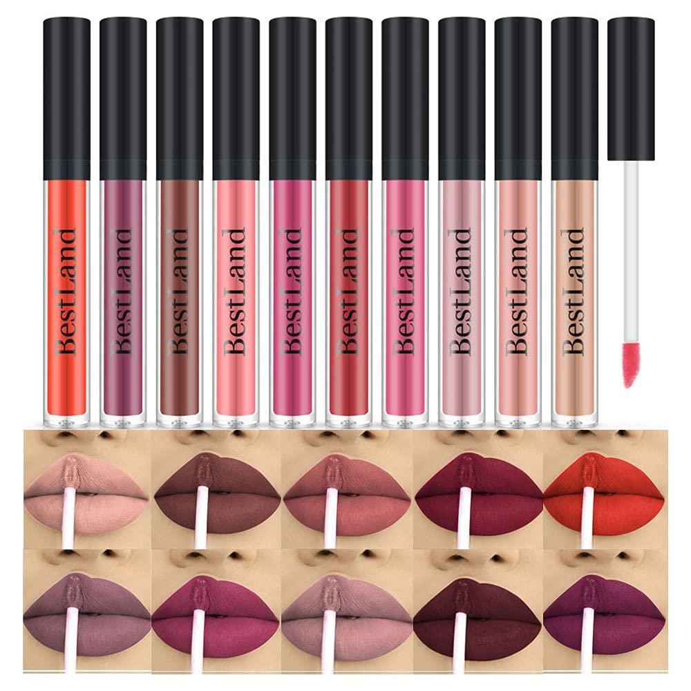 [Australia] - 10pcs/Set Makeup Matte Lipstick Lip Kit, Velvety Liquid Lipstick Waterproof Long Lasting Durable Nude Lip Gloss Beauty Cosmetics Set 