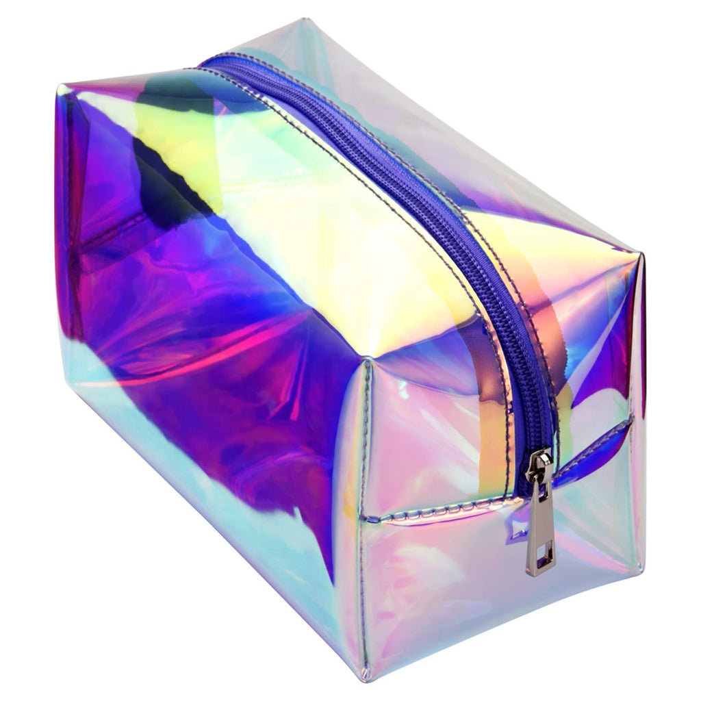[Australia] - Holographic Makeup Bag, Cambond Clear Cosmetic Bag Large Iridescent Makeup Pouch Toiletry Organizer Cute Pencil Case Stationery Box, Gifts for College Girls Teens Women (Holographic Purple) Holographic Purple 