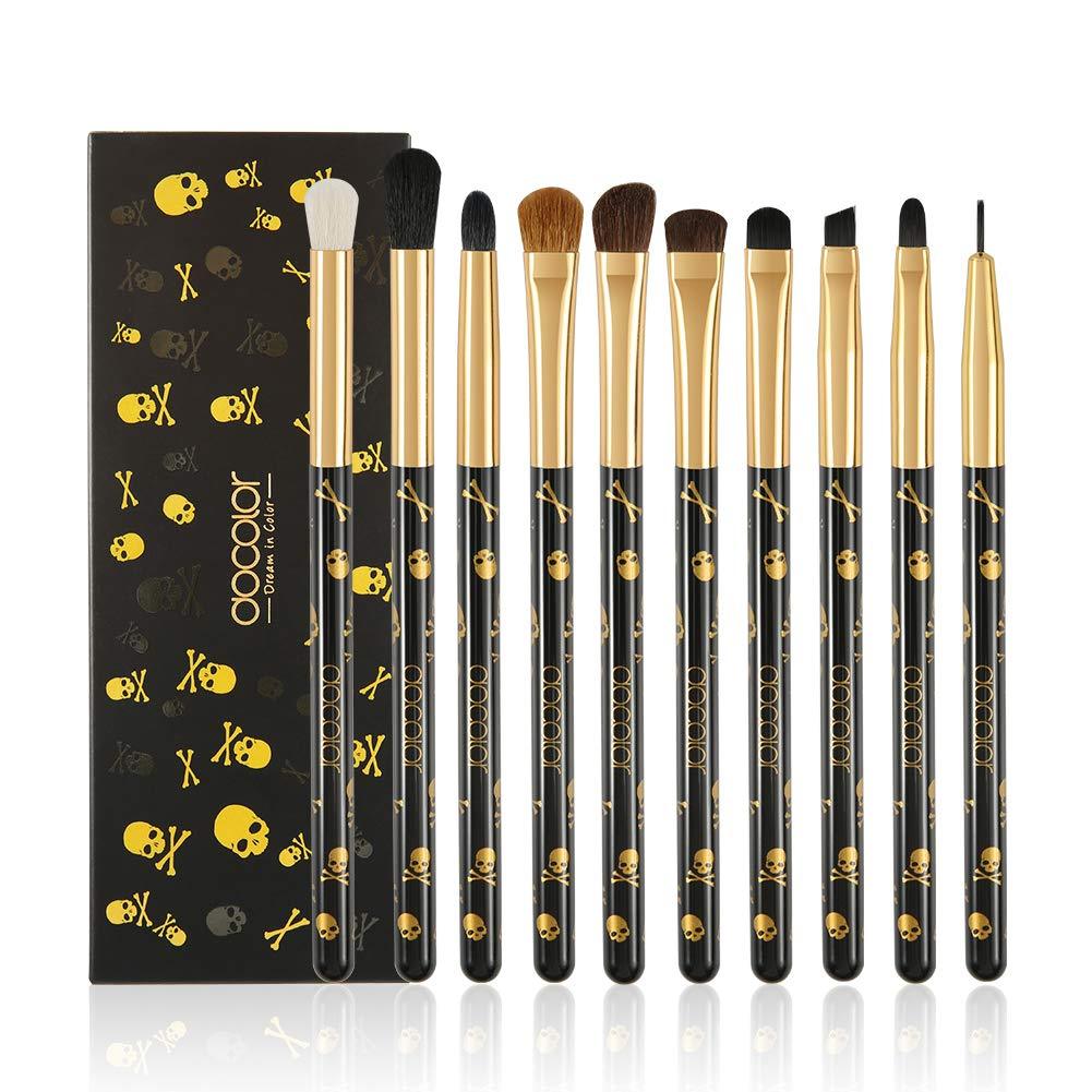 [Australia] - Docolor Makeup Eye Brush Set - Goth Eye Makeup Brushes Eyeshadow Eyeliner Blending Crease Kit - Best Choice 10 Essential Makeup Brushes - Skull Printed Eyeshadow Eyebrow Blending Brushes Set 10 Piece 