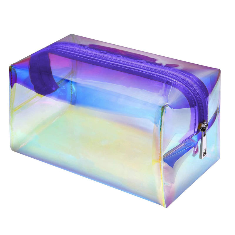 [Australia] - Makeup Bag, F-color Fashion Holographic Cosmetic Travel Bag Large Toiletry Bag Makeup Organizer for Women, Purple 