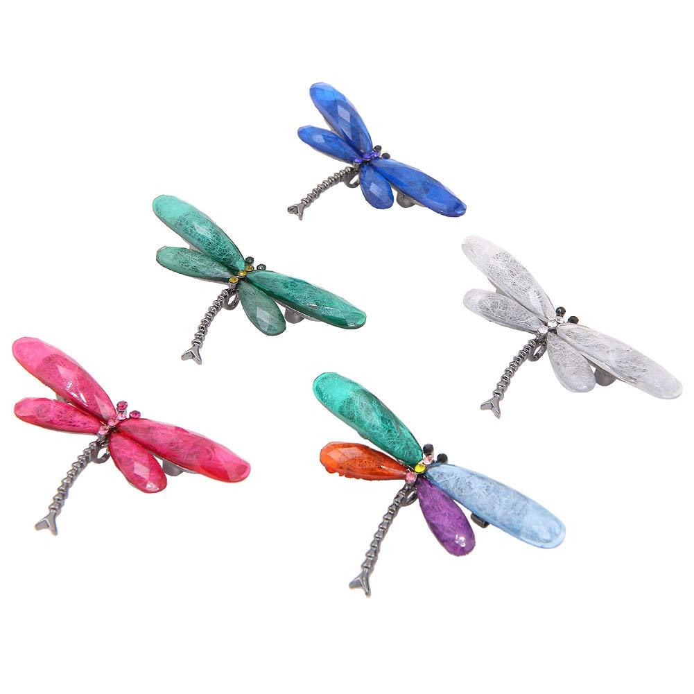 [Australia] - Set of 5 Multicolor Dragonfly Brooch Pin, Alloy Flying Insect Crystal Rhinestones Brooches Set for Mother's Day/Birthday 
