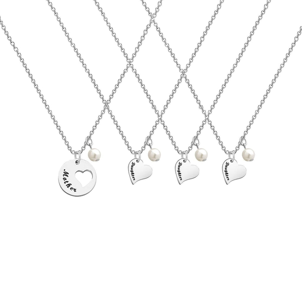 [Australia] - CHOORO Mother Daughter Heart Cutout Necklace Set of 2/3/4 Mom and Me Jewelry mother 3 daughters N 