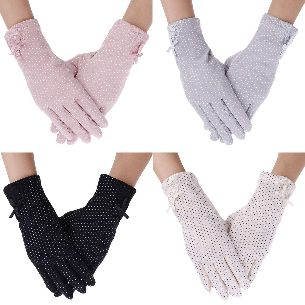 [Australia] - 4 Pairs Women UV Protection Sunblock Gloves Non-slip Driving Gloves for Summer Outdoor Activities, 4 Colors Style 1 