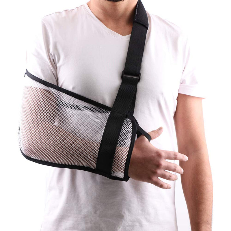 [Australia] - Mesh Arm Shoulder Sling Great Shower Bath Sling Used after rotator cuff Shoulder Surgery Arm Brace Support for Men and Women,White 
