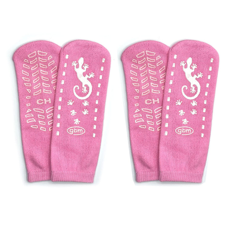 [Australia] - GBM Geckos - Double Tread Non-Slip Safety Socks for Hospital or Yoga - 2 Pairs Pink XX-Large 