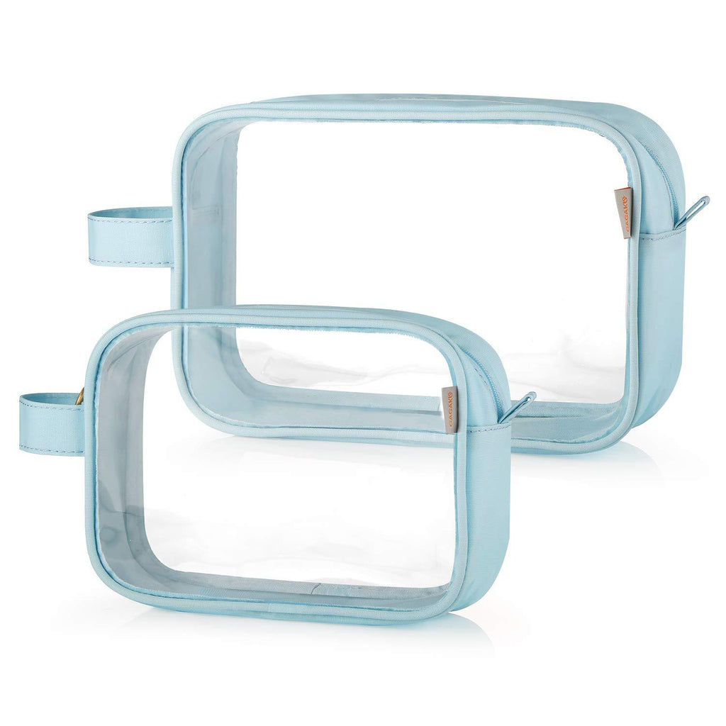 [Australia] - GAGAKU Clear Toiletry Bag Transparent Makeup Bags Set Waterproof Wash Bag 2pcs - Light Blue 1_Light Blue 