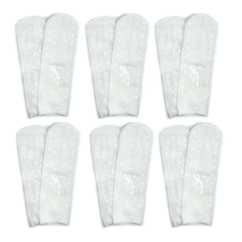 [Australia] - GBM Geckos - Plush Double Tread Non-Slip Safety Socks 6-PACK (White, Medium) 