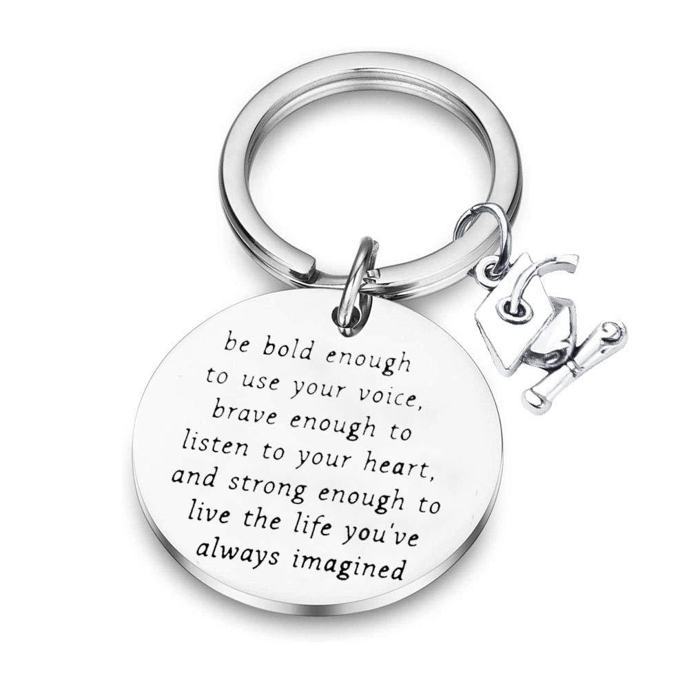 [Australia] - BAUNA Graduation Gifts for Her 2020 Inspirational Gifts Keychain Brave Enough to Listen to Your Heart and Strong Enough to Live The Life You've Always Imagined Graduation Keychain 