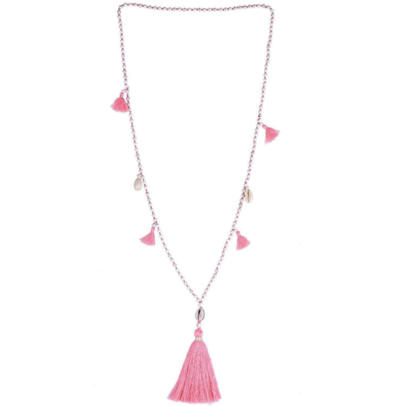 [Australia] - KELITCH Beaded Necklace Bib Chain Multicolor Tassel Long Strand Beach Friendship Necklace Pink 80E 